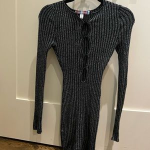 Metallic dress with cut outs